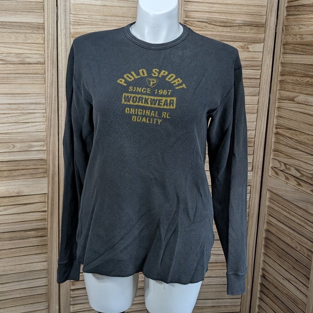 Polo Sport Shirt Thermal Gray Long Sleeve Size XL
